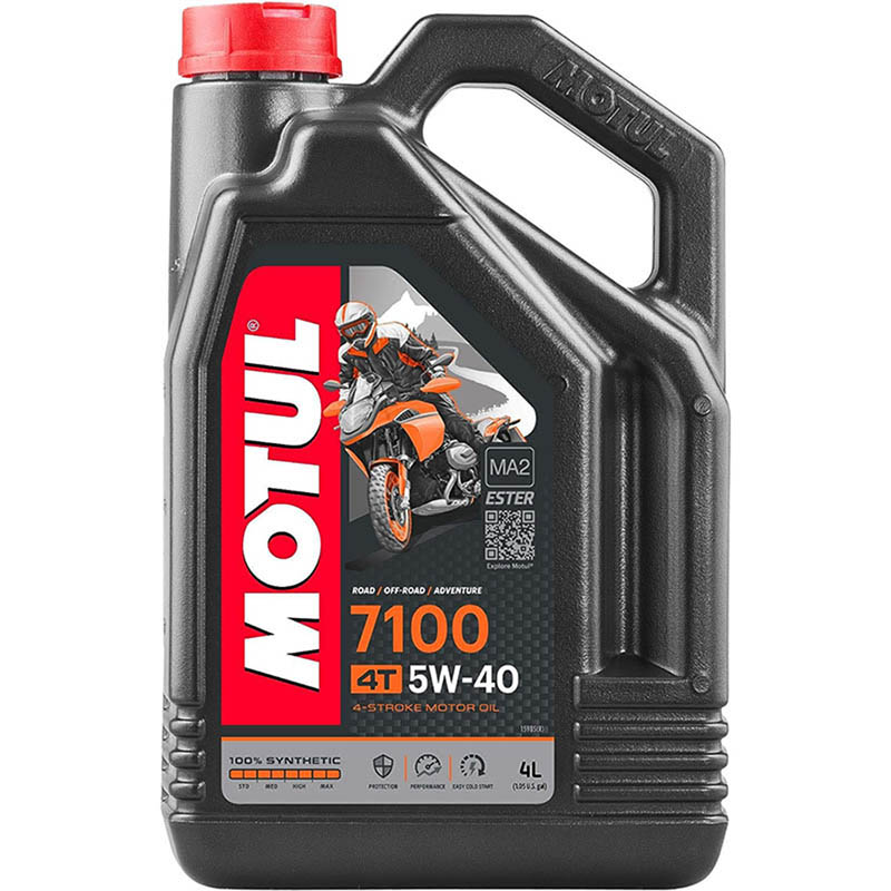 104087 MOTUL 7100 5W40 4T моторное, 100% синтетическое для четырехтактных двигателей мотоциклов, 4 литра 104087 motul 7100 5w40 4t