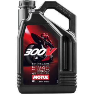 104115 Масло MOTUL 300V FL ROAD RACING 5W40 моторное, 100% синтетическое для четырехтактных двигателей мотоциклов, 4 литра