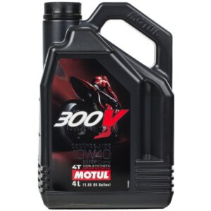 104121 Масло MOTUL 300V FL ROAD RACING 10W40 моторное, 100% синтетическое для четырехтактных двигателей мотоциклов, 4 литра